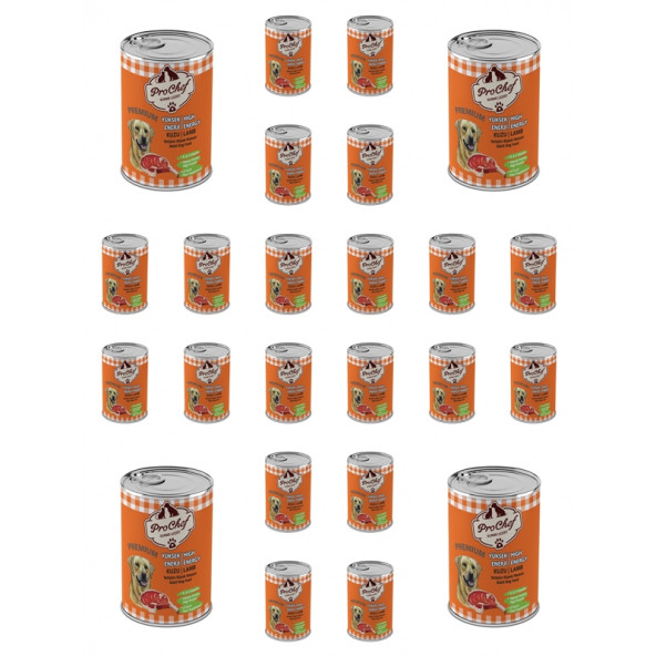 Prochef 24 Adet Kuzu Etli Kıyılmış Premium Yüksek Enerji Köpek Maması 415 Gr 24lü Pro Chef Konserve Yaş Mama