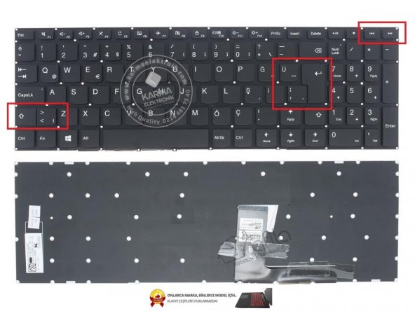 Lenovo ideaPad 310-15IKB Notebook Klavyesi - Siyah - TR - 3