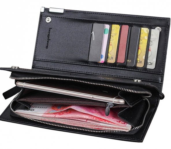 HENGSHENG Hengsheng Deri Uzun Erkek Bay Katlanır Fermuarlı Cüzdan - Kartlık - 2