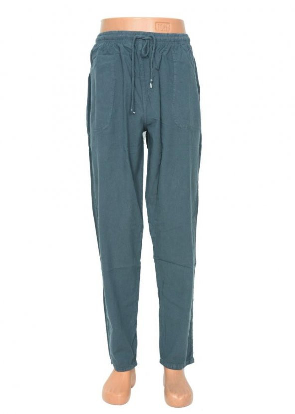 Lastikli Erkek Keten Pantolon Koyu Gri Renk - 5