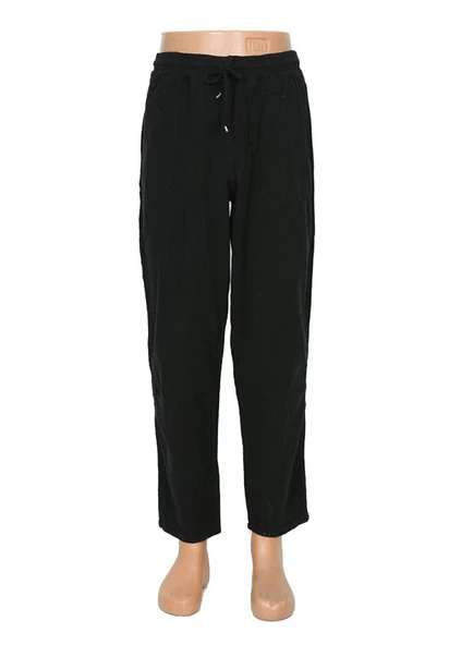 Battal Lastikli Erkek Keten Pantolon Siyah Renk - 10