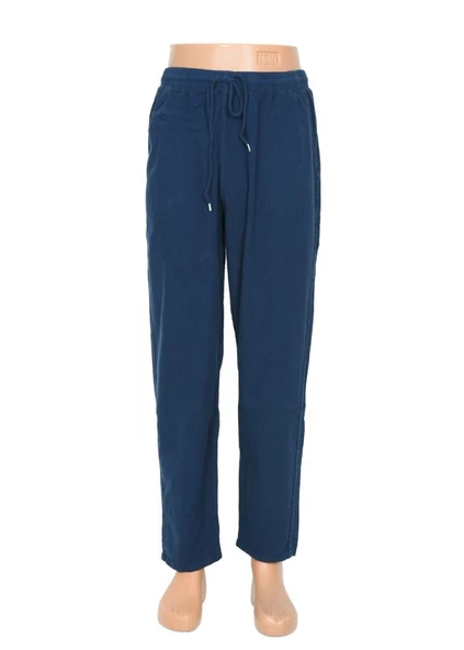 Battal Lastikli Erkek Keten Pantolon Lacivert Renk - 9