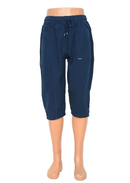 Battal Beden Lastikli Erkek Keten Kapri Lacivert Renk - 12