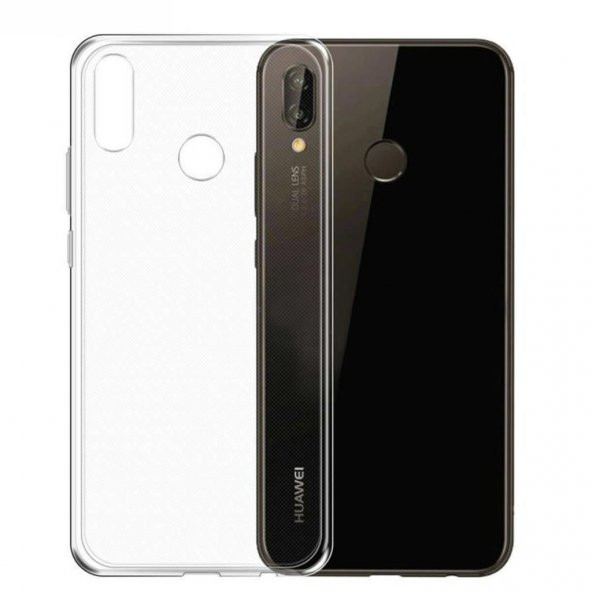 Huawei P20 Lite Kılıf Şeffaf Silikon Kılıf + Temperli Cam