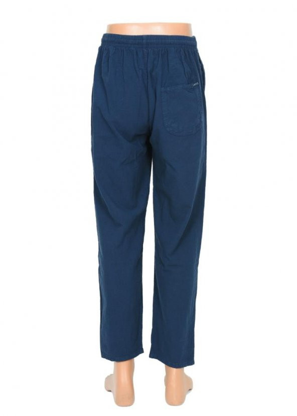 Lastikli Erkek Keten Pantolon Lacivert Renk - 6