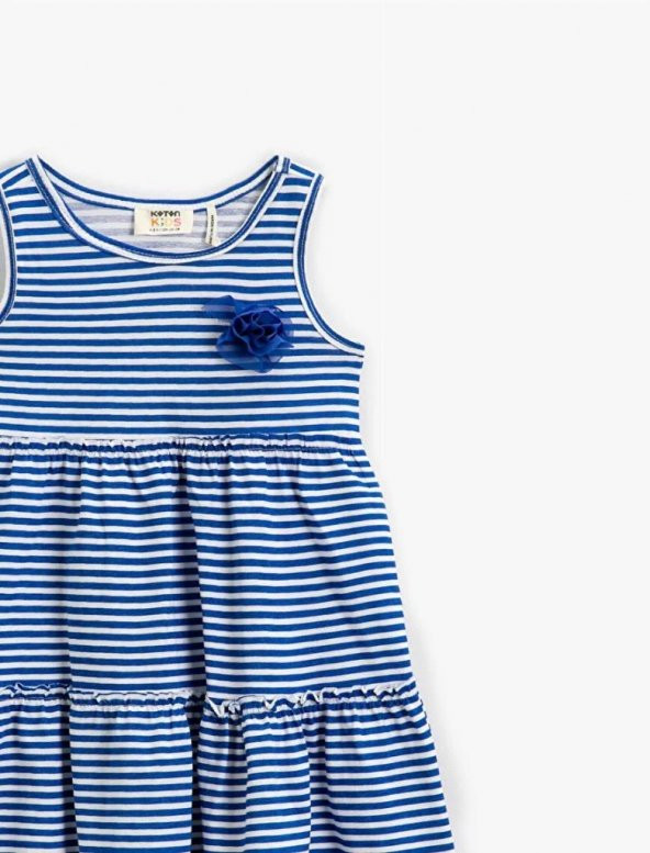 Koton Kız Çocuk Çiçekli Çizgili Kolsuz Elbise Pamuklu - 3