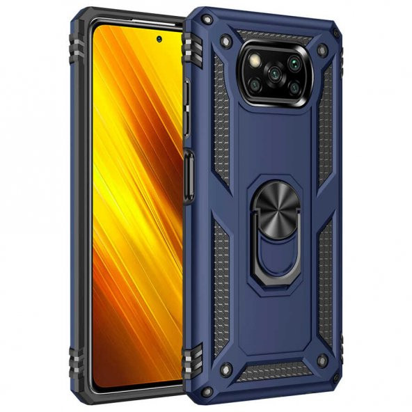 Xiaomi Poco X3 Kılıf Yüzüklü Magnetic Antişok Korumalı Silikon Kapak - 2