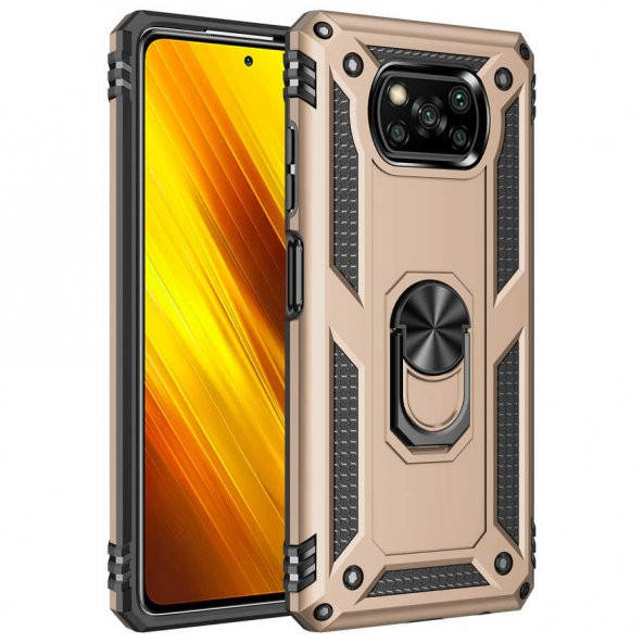 Xiaomi Poco X3 Kılıf Yüzüklü Magnetic Antişok Korumalı Silikon Kapak - 11