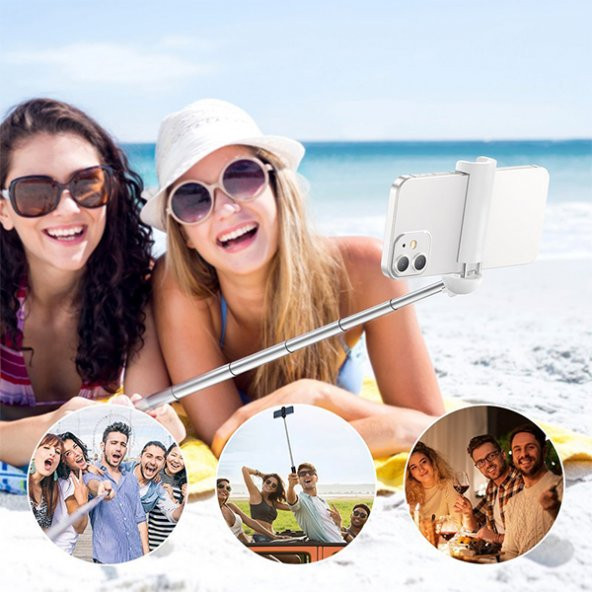 Baseus Mini Bluetooth Teleskobik Katlanabilir Selfie Stick Kablosuz Monopod-BEYAZ - 3
