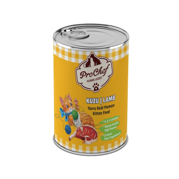 Prochef 24 Adet Yavru Kuzu Etli Kıyılmış Kedi Maması ( 415 Gr 24'lü Pro Chef Konserve Yaş Mama ) - 2