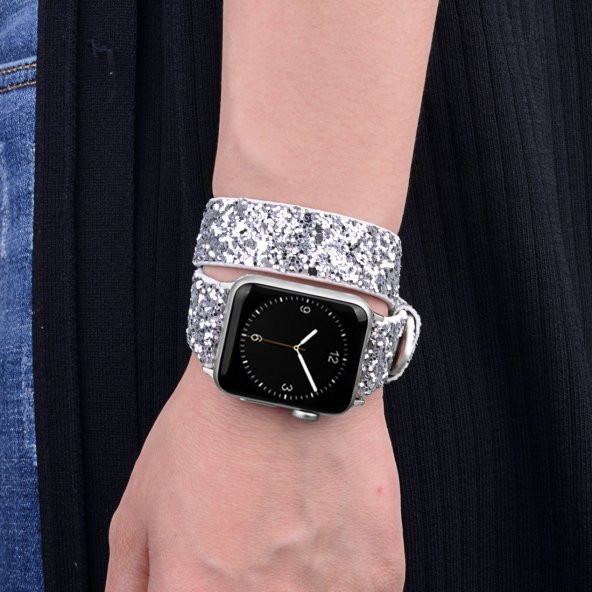 Ally İwatch İçin 1,2,3,Vers 42mm 4-44mm Çift Tur Deri Sim İşlemeli Kordon - 4