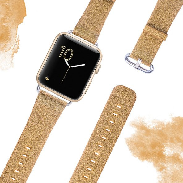 Ally Apple Watch İçin 1,2,3, 38mm Deri İnce Sim İşlemeli Kordon Kayış - 2