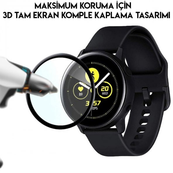 SM Galaxy Watch Active 2 40mm 3D kavisli PC+PMMA Ekran Koruyucu - 3