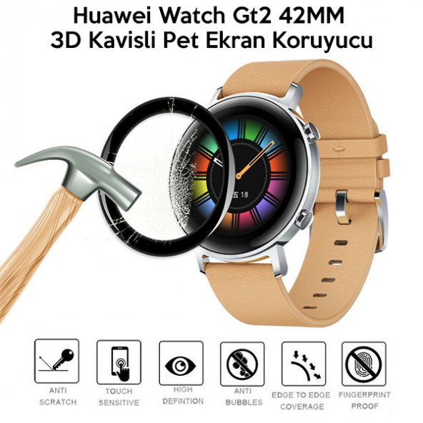 Huawei Watch Gt2 42MM 3D Kavisli Pet Ekran Koruyucu - 2