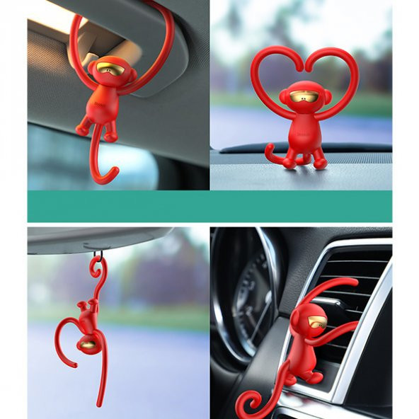 Baseus Monkey-Shaped Esnek Otomatik Araç Kokusu-KIRMIZI - 2