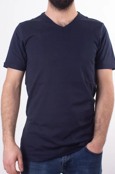 TWİSTER JEANS 1827 LACİVERT V  YAKA ERKEK T-SHİRT - 2