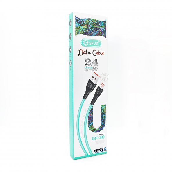 Winex CA30 USB to Lightning Hızlı Data ve Şarj Kablosu 2.4A Mavi - 3