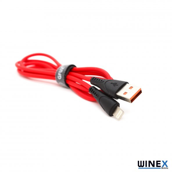 Winex CA30 USB to Lightning Hızlı Data ve Şarj Kablosu 2.4A Kırmızı