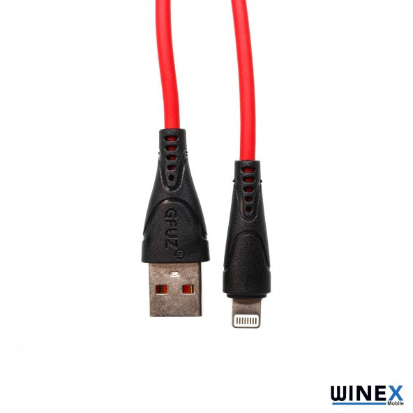 Winex CA30 USB to Lightning Hızlı Data ve Şarj Kablosu 2.4A Kırmızı - 2