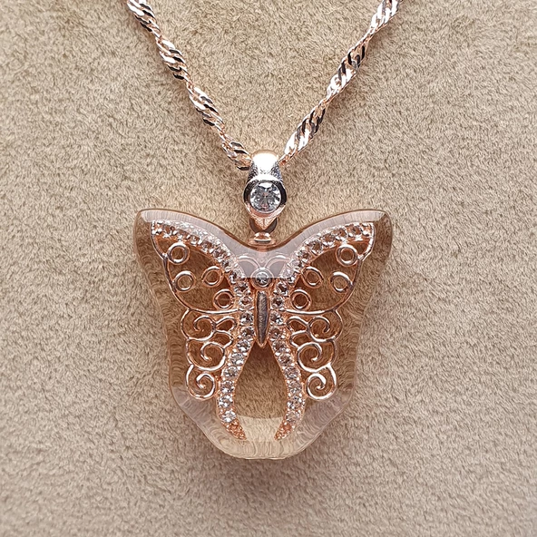 AmbeNus792 (Gümüş Kelebek Kolye) - Resim 4