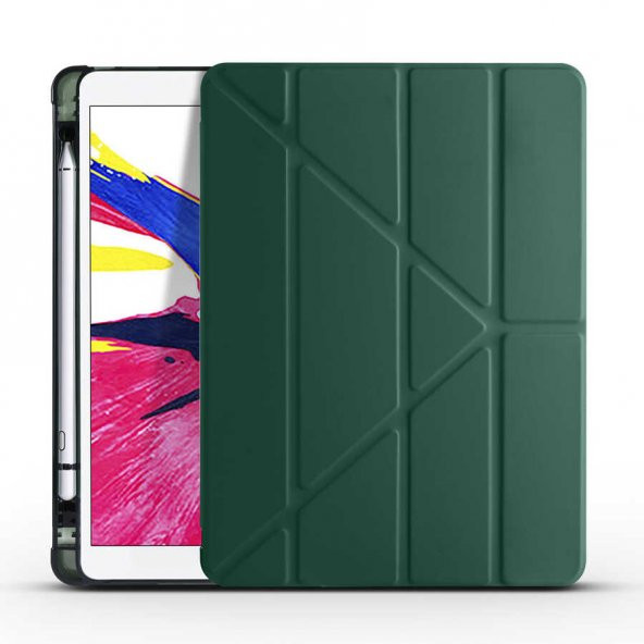 Apple iPad 10.2 2021 (9.Nesil) Kılıf Zore Tri Folding Smart With Pen Standlı Kılıf - 6
