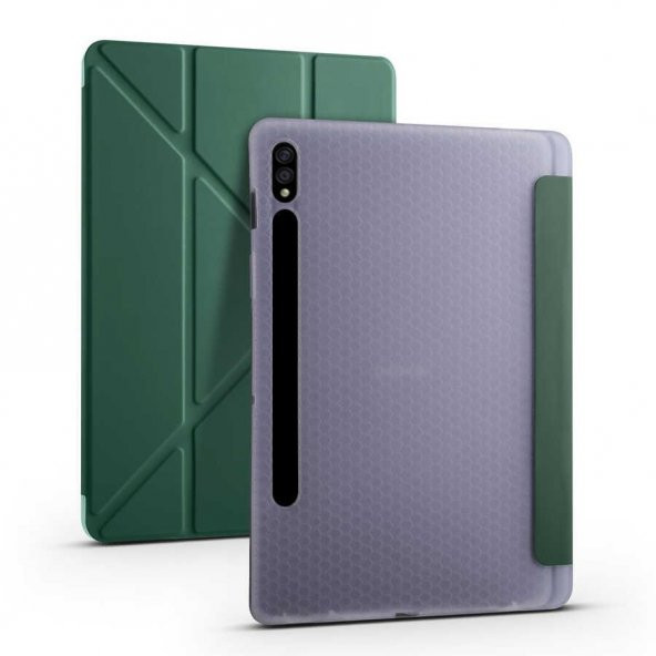 Samsung Galaxy Tab S7 Plus T970 Kılıf Tri Folding Smart With Pen Standlı Kalemlikli Kapaklı Kılıf