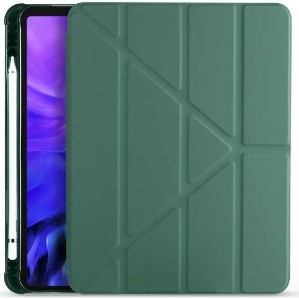 Apple iPad 9.7 2018 Kılıf Tri Folding Smart With Pen Standlı Kalem Bölmeli Kapaklı Origami Kılıf