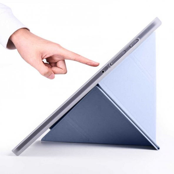 Samsung Galaxy Tab S6 Lite P610 Kılıf Tri Folding Smart With Pen Standlı Kalemlikli Kapaklı Origami Kılıf - 10