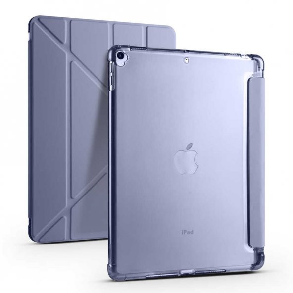 Apple iPad 10.2 (9.Nesil) Kılıf Tri Folding Smart With Pen Standlı Kalemlikli Kapaklı Kılıf - 9