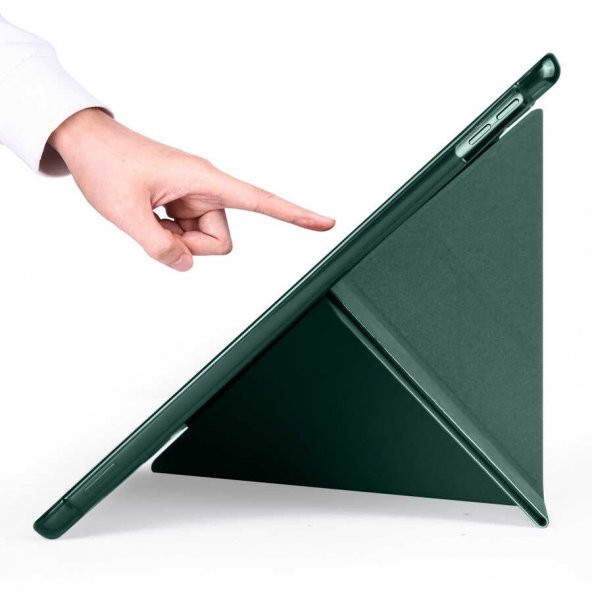 Apple iPad 10.2 (9.Nesil) Kılıf Tri Folding Smart With Pen Standlı Kalemlikli Kapaklı Kılıf - 10