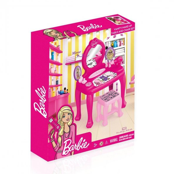 Dolu Oyuncak 1609 Barbie Ayaklı Makyaj Masası ve Sandalye Seti