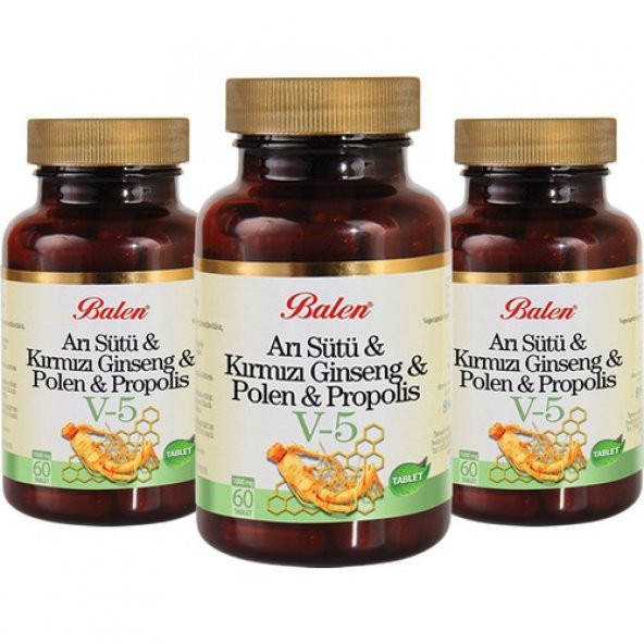 Balen (V5) Arı Sütü & Kırmızı Ginseng & Polen & Propolis Tablet x 3 Adet