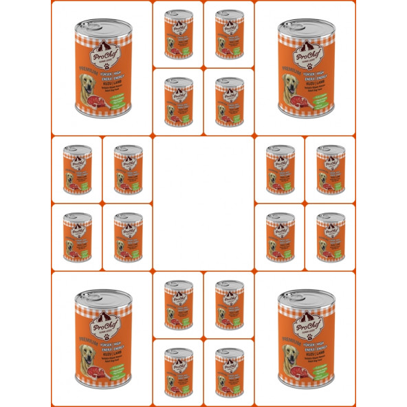 ProChef 20 Adet Kuzu Etli Kıyılmış Premium Yüksek Enerji Köpek Maması 415 Gr 20'li Konserve Yaş Mama