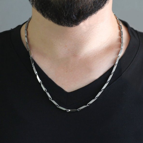 Nipora Silver Renk 55 cm 317L Çelik Singapur Erkek Zincir Kolye - 7
