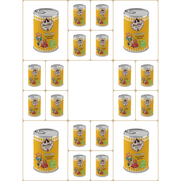 ProChef 20 Adet Yavru Kuzu Etli Kıyılmış Kedi Maması ( 415 Gr 20'li Pro Chef Konserve Yaş Mama )