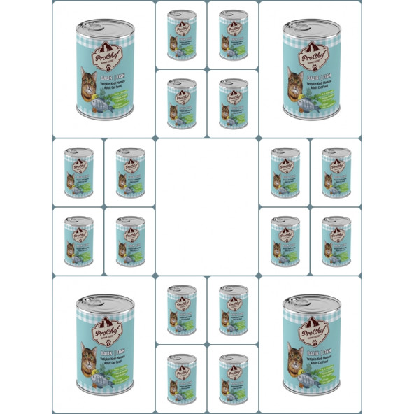 ProChef 20 Adet Yetişkin Balık Etli Kıyılmış Kedi Maması ( 415 Gr 20'li Pro Chef Konserve Yaş Mama )