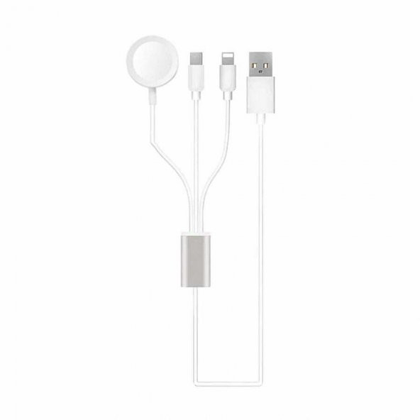 Fuchsia 3 in 1 Lightning-Type-C-Wireless USB Şarj Kablosu - 2