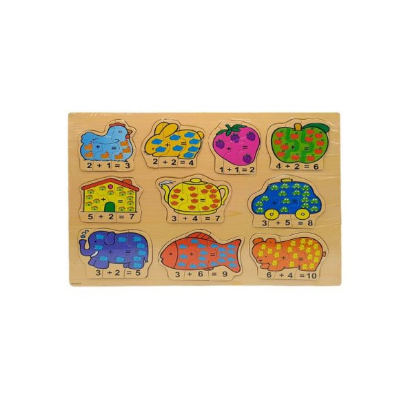 Matematik Öğretici Renkli Ahşap Puzzle Yapboz Montessori Set 30 Parça - 2