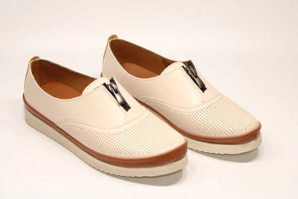 WANETTİ ORTOPEDİK TABAN ÖNDEN FERMUARLI KOLAY GİYİM KADIN GÜNLÜK RAHAT AYAKKABI - 9