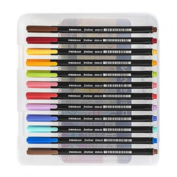 Fineliner Kalem 24 Renk Plastik Kutu 0.4mm Keçe Uçlu Kalem 1 Paket Pensan Fineliner 6500HP 0.4mm Keçe Uçlu Kalem - 5
