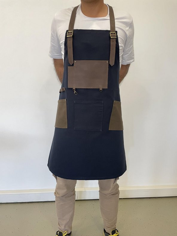 Şef, Barista, Atölye Önlüğü, Deri Detay Önlük - 4