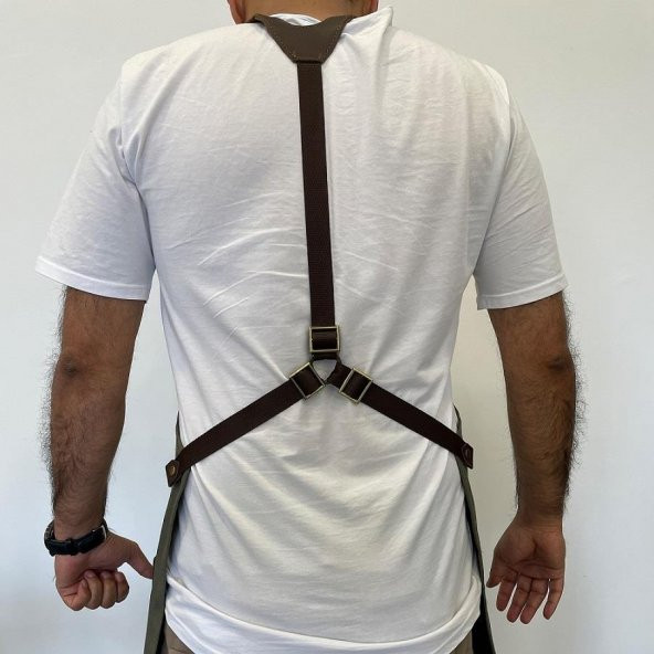 Şef, Barista, Atölye Önlüğü, Deri Detay Önlük - 8