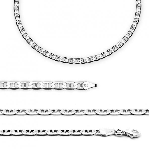 Nipora 925 Ayar Gümüş 50 cm 120 Mikron Barlı Erkek Zincir Kolye - 5