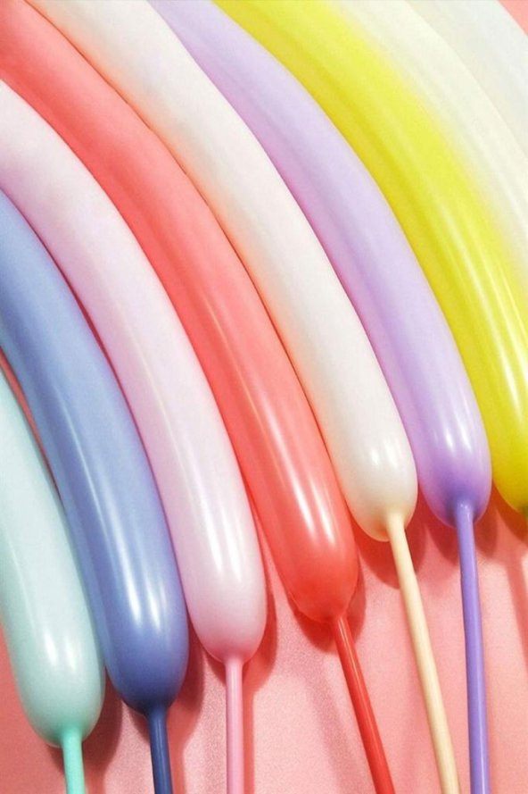 Beysüs 100lü Adet Makaron Soft Sosis Balon Karışık Renk Uzun Ince Balon 1 Adet Balon Pompası - 3