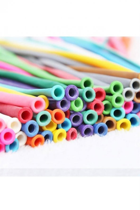 Beysüs 100lü Adet Makaron Soft Sosis Balon Karışık Renk Uzun Ince Balon 1 Adet Balon Pompası - 5