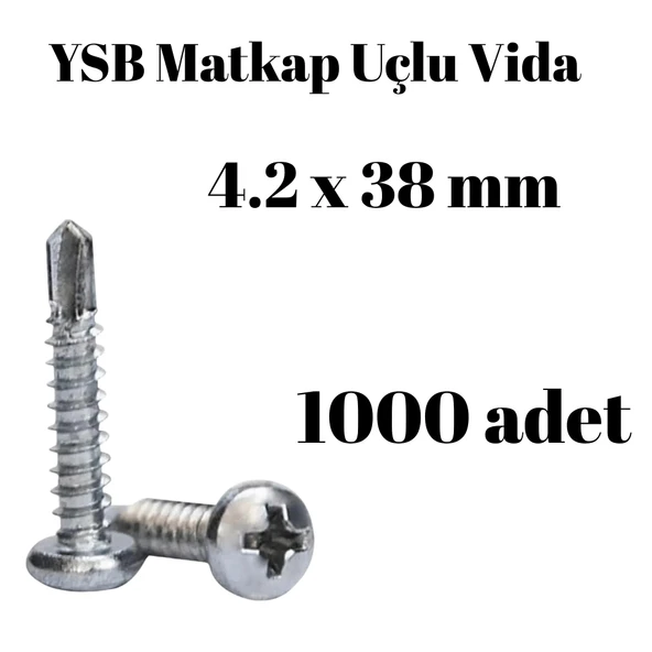 Matkap Uçlu Akıllı Vida YSB 4,2x38 1000'li Kutu Yıldız Silindir Başlı ürün görseli 1