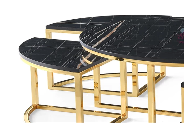 Pizza Orta Sehpa Gold  Mdf Highloss Sonata Desen - 2