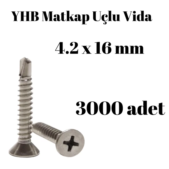 Matkap Uçlu Vida YHB 4,2x16 3000'li Paket ürün görseli