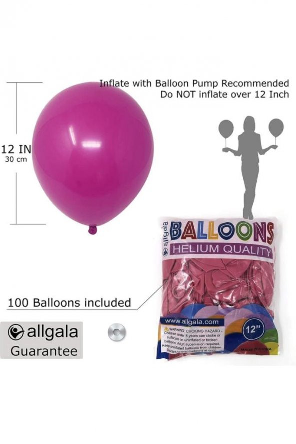 Beysüs 15li Metalik Fuşya Koyu Pembe Vişne Çürüğü Mürdüm Balon - 4