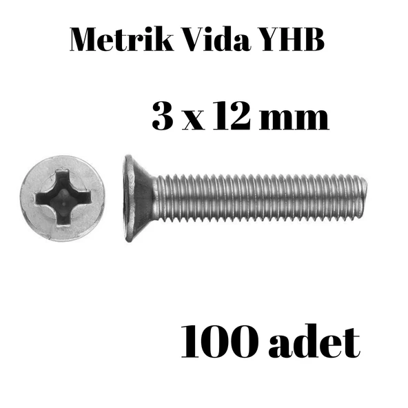 Metrik Vida Civata Yhb 3x12 mm 100'lü Paket Yıldız ürün görseli